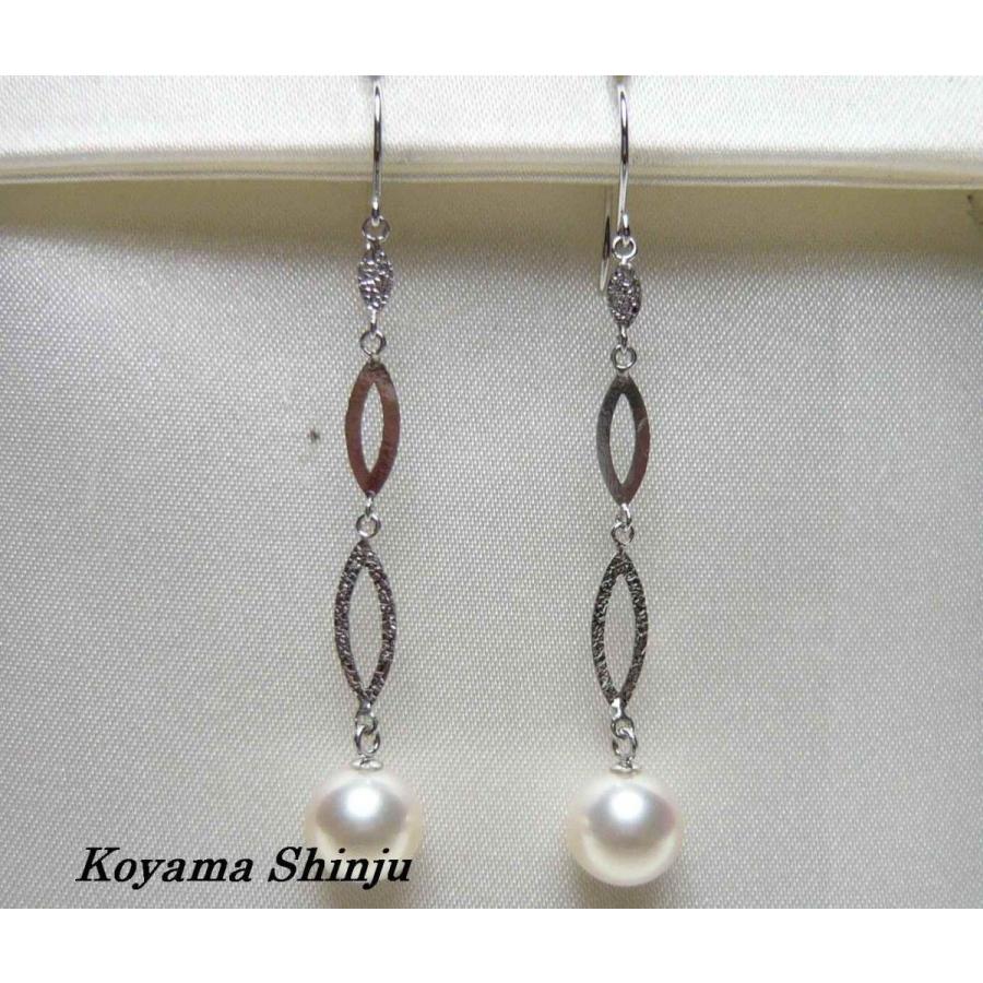 p42絶品カラー！お洒落な♪あこや本真珠デザインロングパールピアス