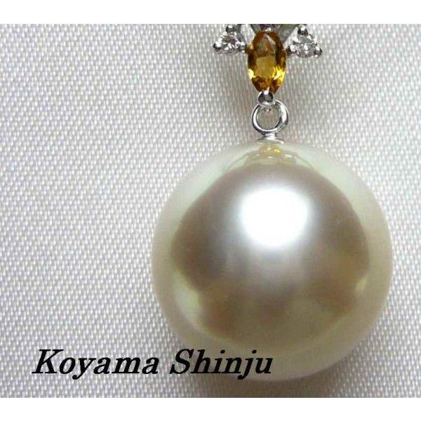 ps03絶品カラー！12.8mm白蝶真珠／ダイヤ0.03Ct/半輝石パール