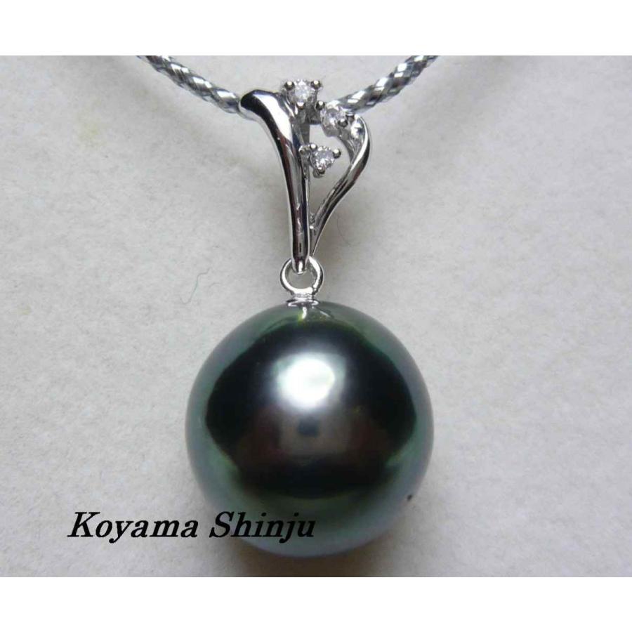 K18WG/黒真珠ダイヤモンドネックレストップ 0.02ct 【公式通販】
