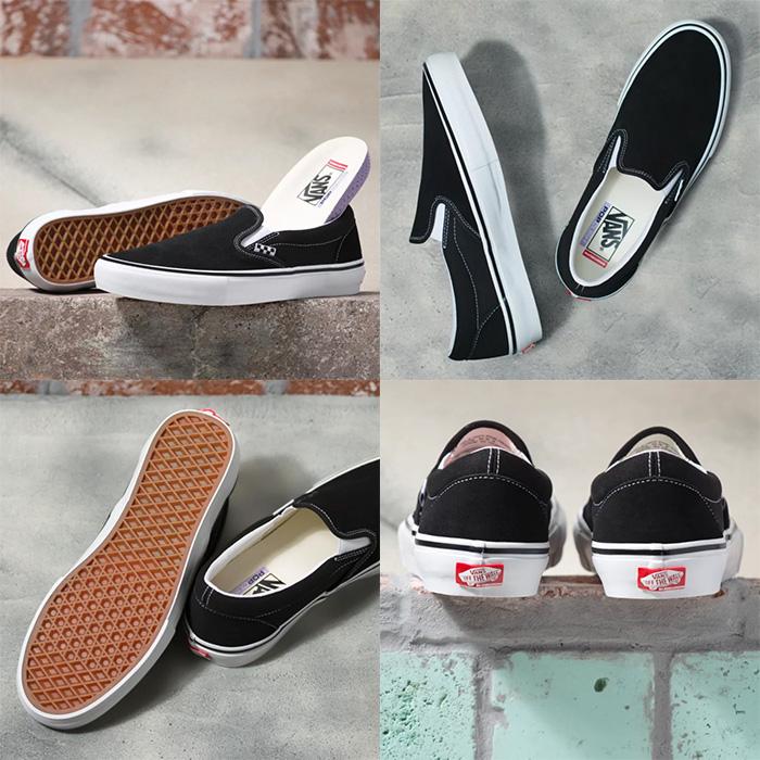 VANS SKATE SLIPON ブラック ホワイト US正規品 27cm VANS バンズ スニーカー スケートスリッポン スケボー シューズ