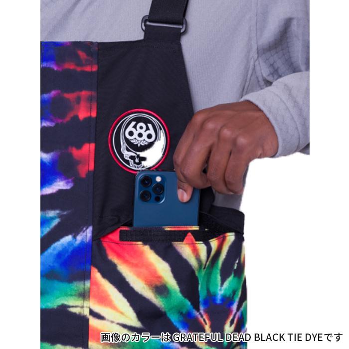 2023-24 686 MEN'S FRONTIER SHELL BIB Grateful Dead Black Tie Dye シックスエイトシックス スノーボードウェア ビブパンツ 2024 日本正規品_3