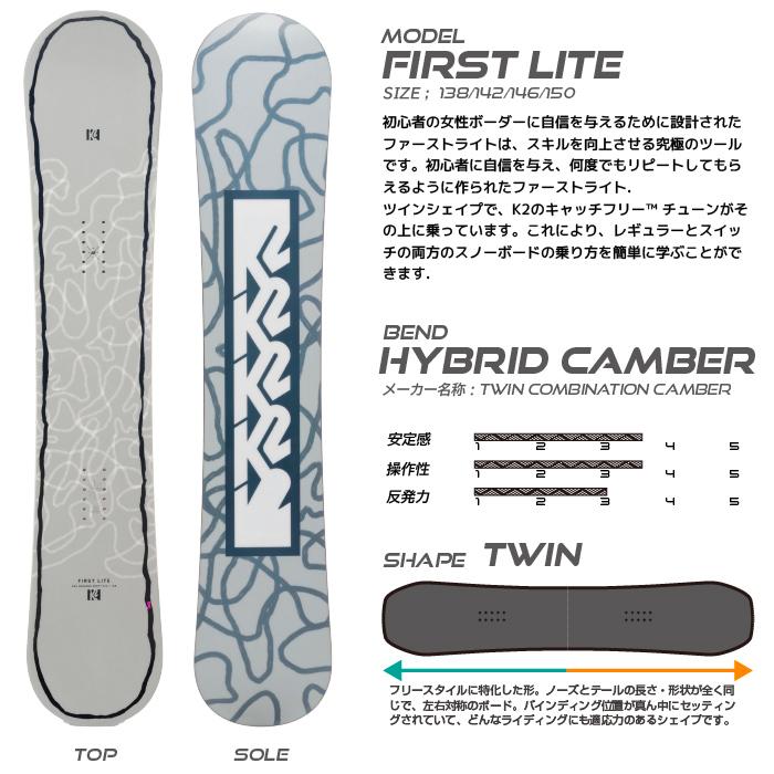 スノーボード 3点セット2023-24 K2 FIRST LITE CAMBER - CASSETTE - BELIEF BOA ケーツー 板 バインディング ビンディング ブーツ レディース 2024 日本正規品｜peachboys｜06