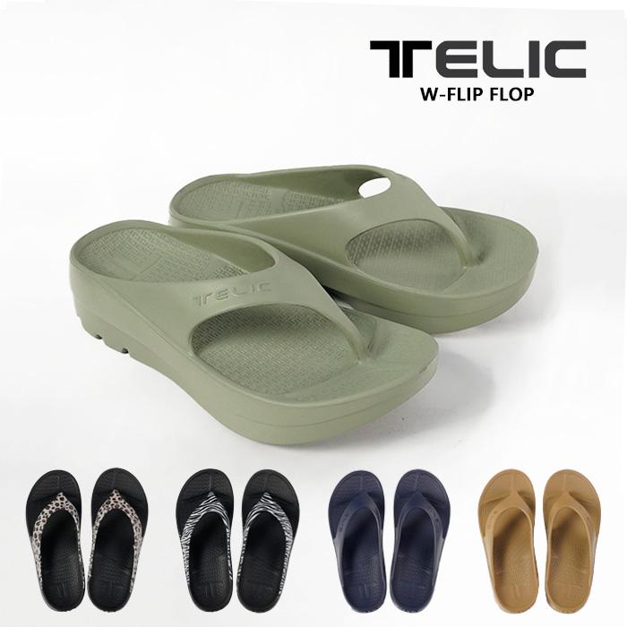 TELIC テリック サンダル W-FLIPFLOP SANDAL Camel Leopard Navy