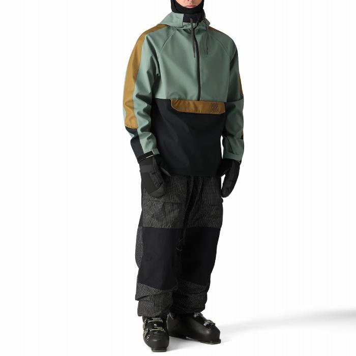 2024-25 686 WATERPROOF ANORAK Cypress Green Colorblock シックスエイトシックス スノーボード ウェア ジャケット メンズ 24-25 日本正規品の画像