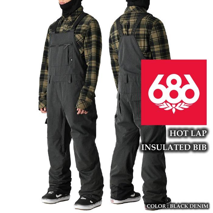 2024-25 686 HOT LAP INSULATED BIB Black Denim シックスエイトシックス スノーボード ウェア ビブパンツ メンズ 24-25 日本正規品