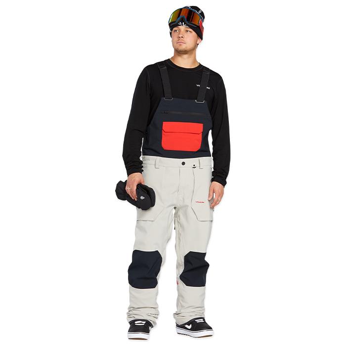 2024-25 VOLCOM ROAN BIB OVERALL Stone ボルコム スノーボード ウェアー ビブパンツ メンズ 24-25 日本正規品の画像