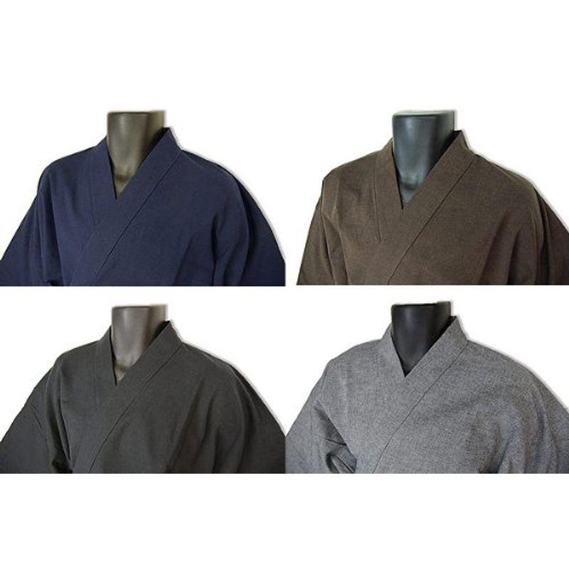 お洒落 日本製-裏地スエード作務衣（さむえ）-綿100％ (Ｍ, 焦茶) 着物、浴衣