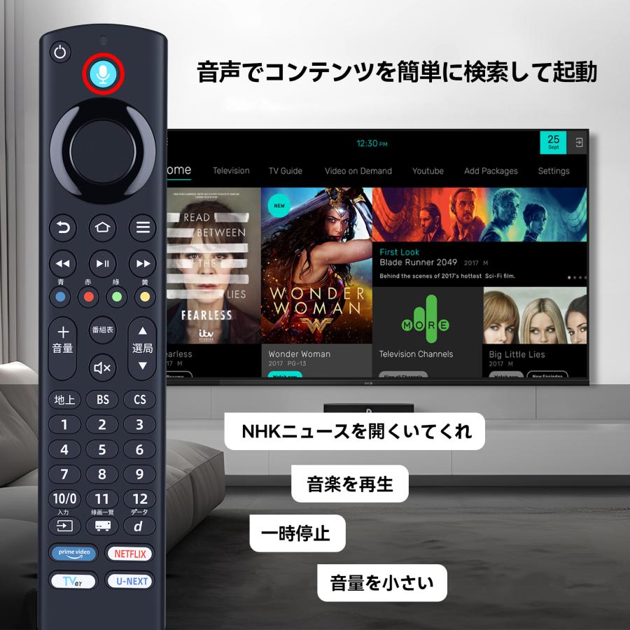 テレビリモコン FRM-203TV for Funai フナイ RF517 FireTV搭載テレビ用