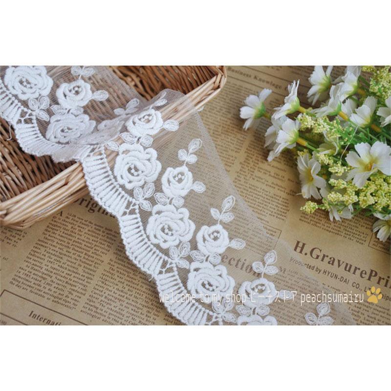 チュールレース レースリボン 10cm幅 約100cｍ 花柄 オフホワイト 手芸 手作り ハンドメイド レース Prs005 ピーチ ストア 通販 Yahoo ショッピング