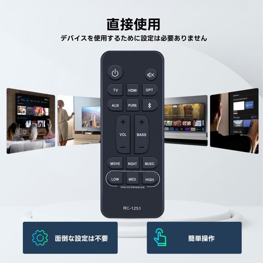 サウンドバーリモコン RC-1251 for Denon サウンドバー DHT-S217K DHT