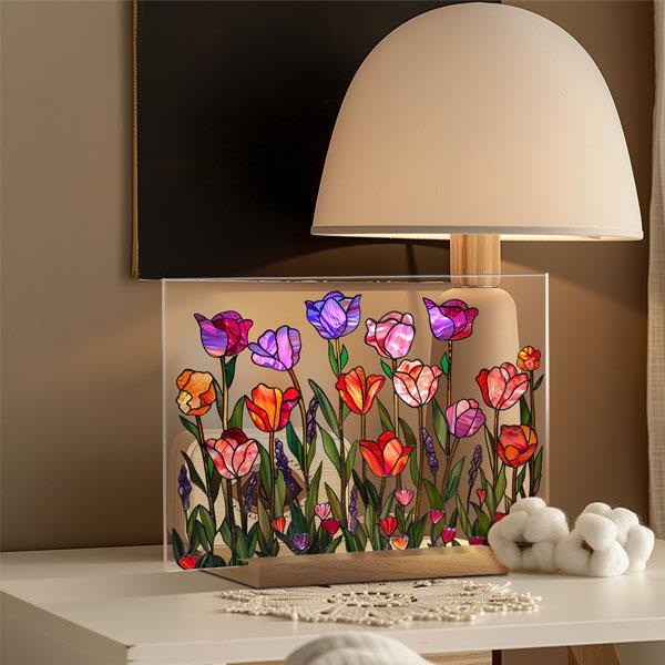 アクリルスタンド アクリルプレート ステンドグラス風 北欧風 花