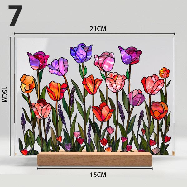 アクリルスタンド アクリルプレート ステンドグラス風 北欧風 花柄