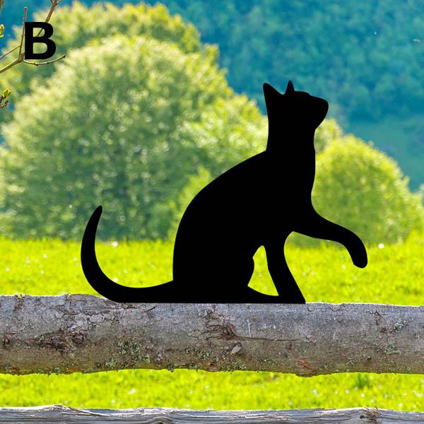 ガーデンオーナメント オブジェ アイアンプレート 黒猫 ネコ ねこ