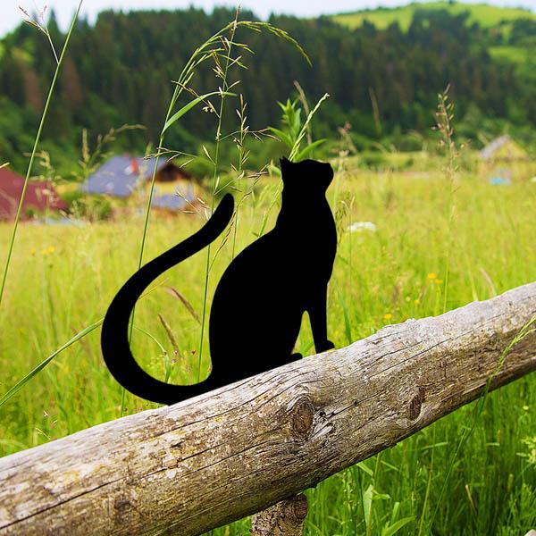 ガーデンオーナメント オブジェ アイアンプレート 黒猫 ネコ ねこ