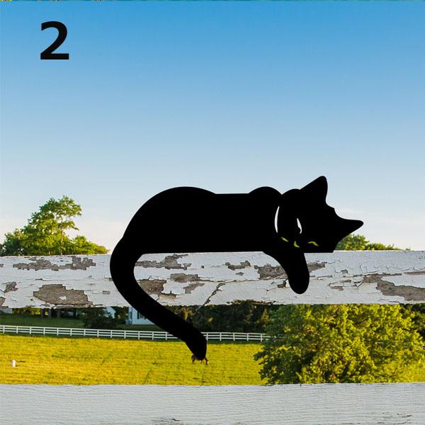 ガーデンオーナメント オブジェ アイアンプレート 眠り猫 蝶 黒猫 ネコ
