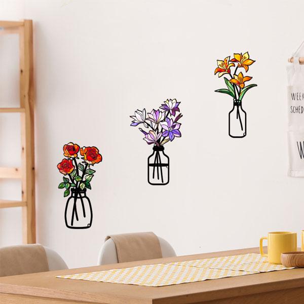 3点セット オーナメント オブジェ アイアンプレート 花瓶 フラワー 