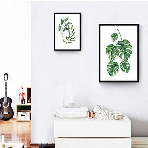 6枚1セット アートパネル 枠付きフレーム絵画 水彩画 観葉植物 リーフ ボタニカル 壁掛け インテリア絵画 ウォールデコ アートポスター_3