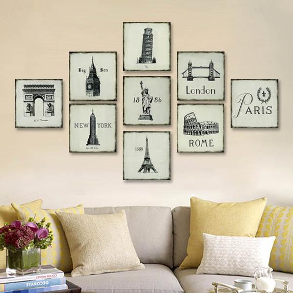 30×30cm アートパネル ミドルサイズ 世界名所 ビンテージ