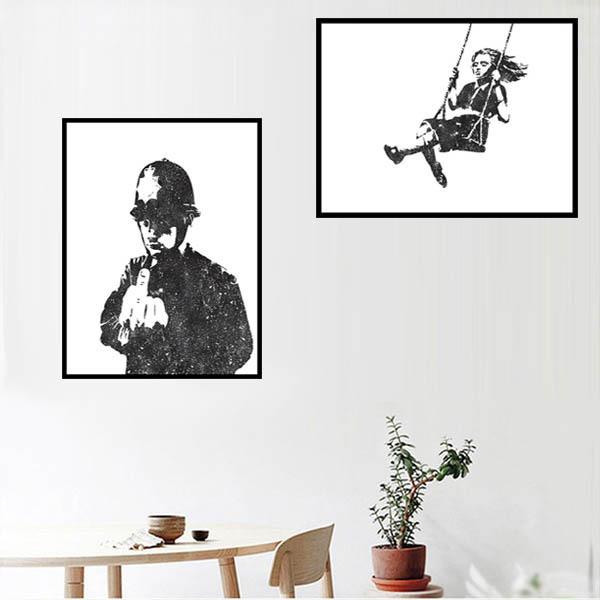単品 33×43cm アートパネル 枠付きフレーム絵画 バンクシー 風船と少女