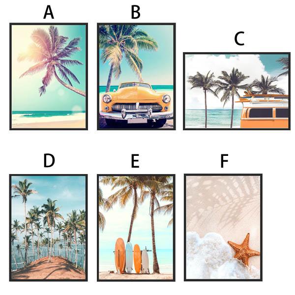 単品 33×43cm アートパネル 枠付き フレーム絵画 サーフボード 海岸