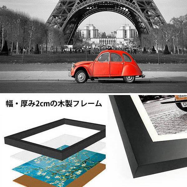 3枚セット 33×43cm アートパネル 枠付きフレーム絵画 エッフェル塔 パリ 赤いシトロエン イギリス レトロ 壁掛け インテリア絵画 ウォールデコ_3