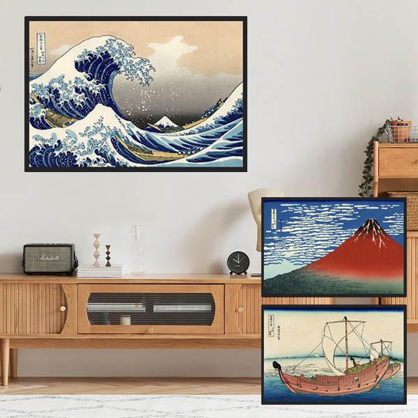 単品 33×43cm アートパネル 枠付きフレーム絵画 和風 浮世絵 葛飾北斎