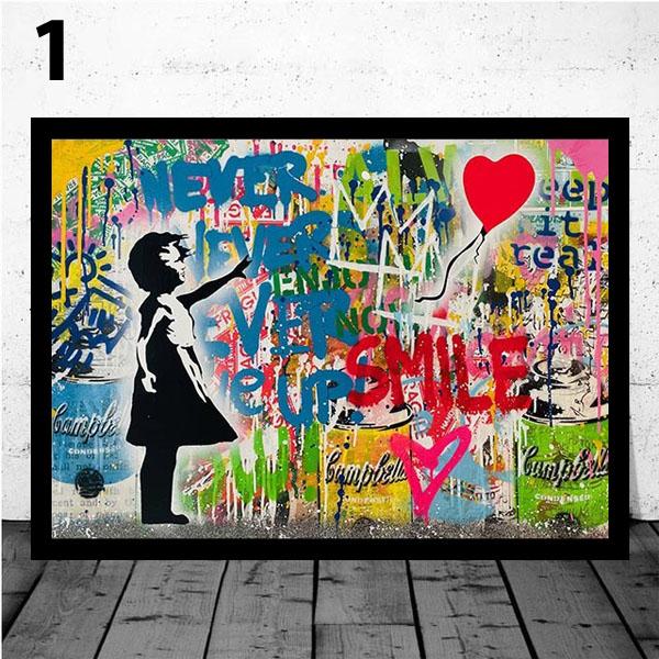 単品 額入り アートポスター 33×43cm 枠付きフレーム絵画 バンクシー