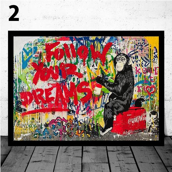 単品 額入り アートポスター 33×43cm 枠付きフレーム絵画 バンクシー