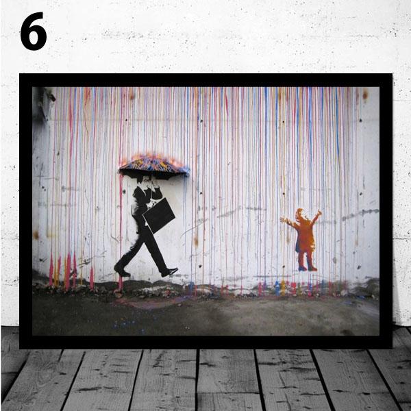 単品 額入り アートポスター 33×43cm 枠付きフレーム絵画 バンクシー