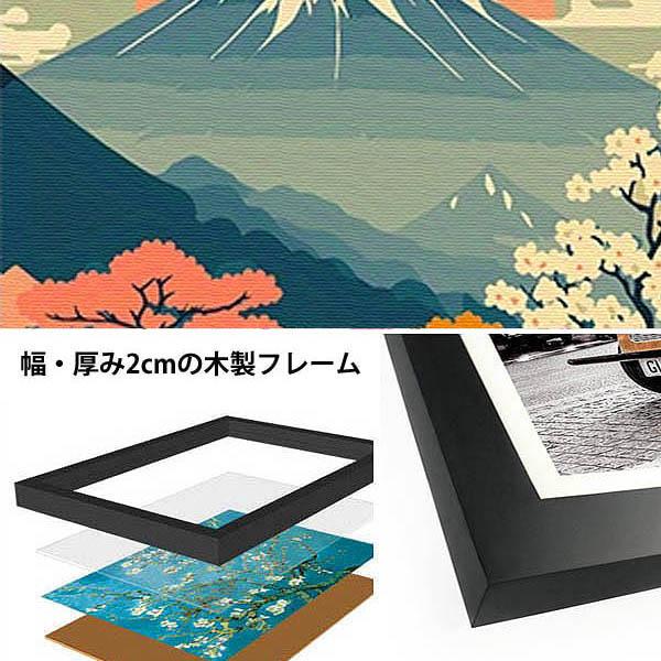 3枚セット 33×43cm アートパネル 枠付きフレーム絵画 和風 富士山 白波