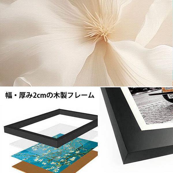 3枚セット 33×43cm アートパネル 枠付きフレーム絵画 白い花 ホワイト