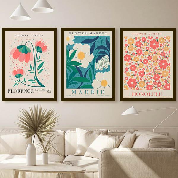 単品 33×43cm アートパネル 枠付き フレーム絵画 抽象花 フラワー  