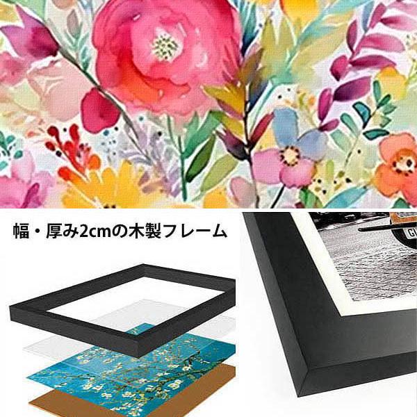 2枚セット 33×43cm 額入り アートポスター 枠付き フレーム絵画 野花