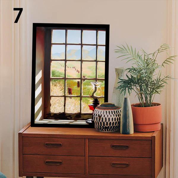 単品 33×43cm アートパネル 枠付き フレーム絵画 窓 だまし絵風