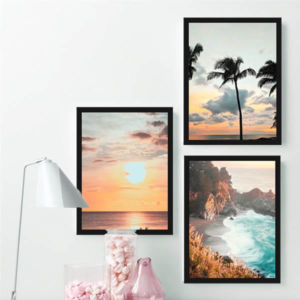 単品 33×43cm アートパネル 枠付きフレーム絵画 サンセット 夕日 海