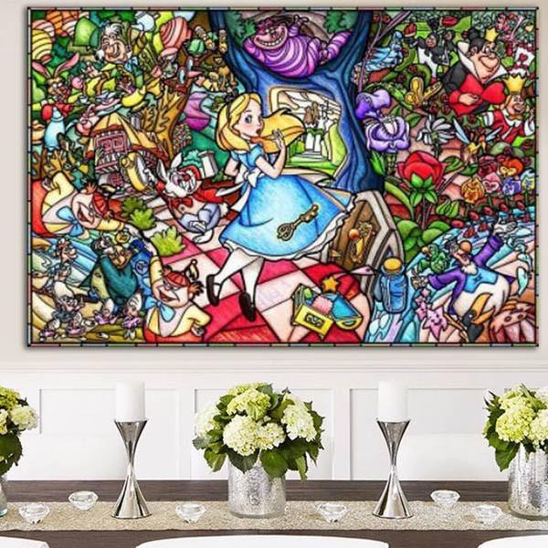 上級者向け フル ダイヤモンド刺繍 キット ビーズ刺繍 ディズニー アリス 不思議な国 モザイクアート