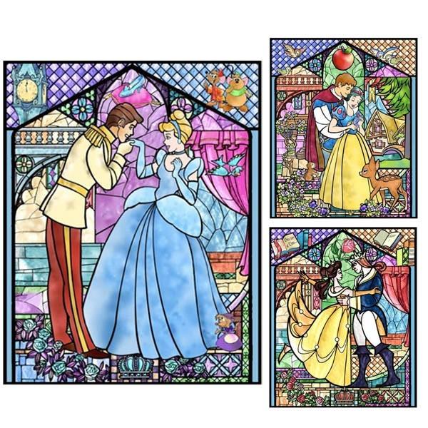 フル ダイヤモンド刺繍 キット ビーズ刺繍 ステンドグラス風 シンデレラ 白雪姫 趣味 並行輸入品 美女と野獣 カラービーズ モザイクアート リハビリ 絵画