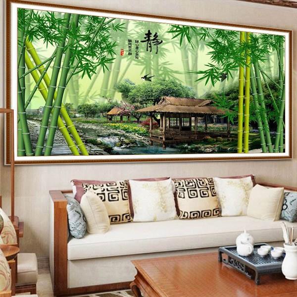 ビーズ刺繍　竹林 大型サイズ 上級者向け フル ダイヤモンドアート キット ビーズ刺繍