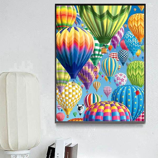 Hot air balloons over the sea ビーズ刺繍 中級 フル ダイヤモンドアート キット ビーズ刺繍 カラフル気球