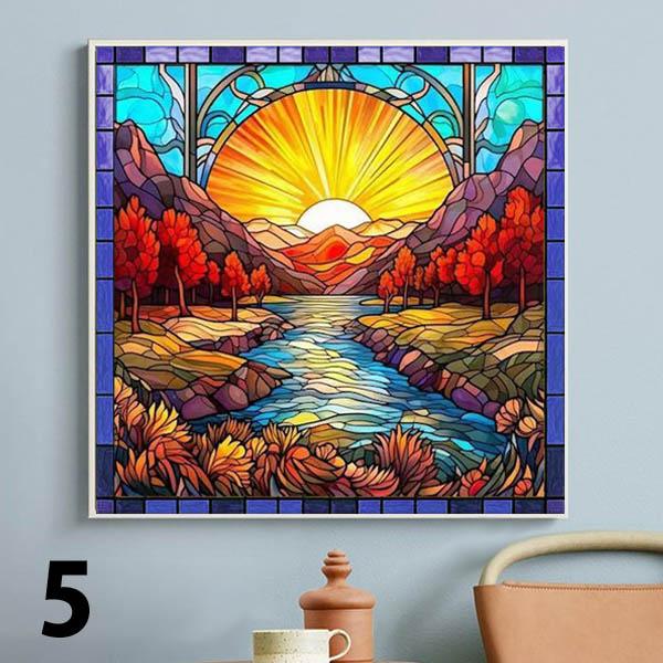 初級 フル ダイヤモンドアート キット ビーズ刺繍 ステンドグラス 風景