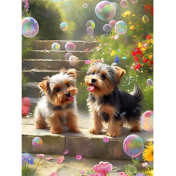 中級 フル ダイヤモンドアート キット ビーズ刺繍 ヨークシャーテリア