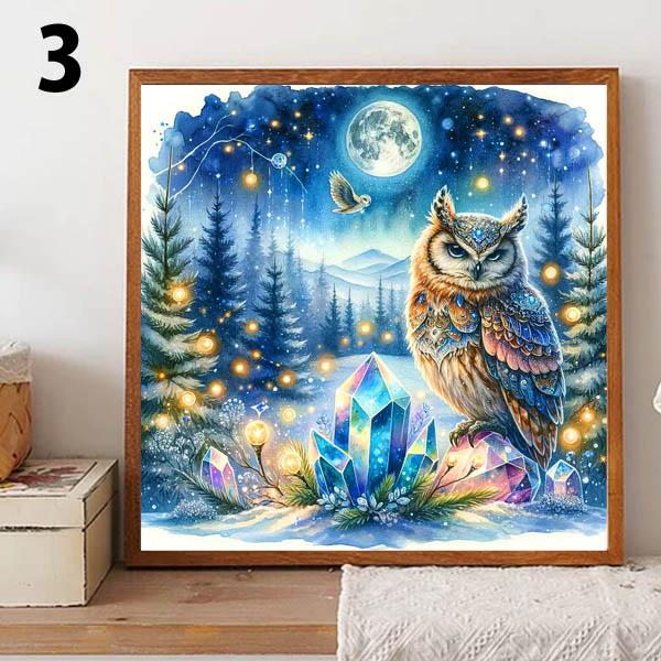 初級 フル ダイヤモンドアート キット ビーズ刺繍 幻想的 ふくろう 梟
