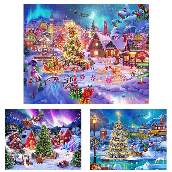 準上級 フル ダイヤモンドアート キット ビーズ刺繍 クリスマス 街 聖夜 サンタクロース モザイクアート パズルアート リハビリ 趣味 絵画 カラービーズ | 