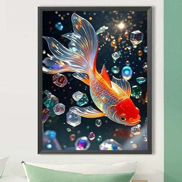 中級 フル ダイヤモンドアート キット ビーズ刺繍 幻想的 金魚