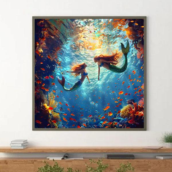 準上級 フル ダイヤモンドアート キット ビーズ刺繍 人魚 マーメイド