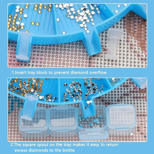 ダイヤモンドアート 作成ツール 半円トレー 多機能トレー 6色同時収納