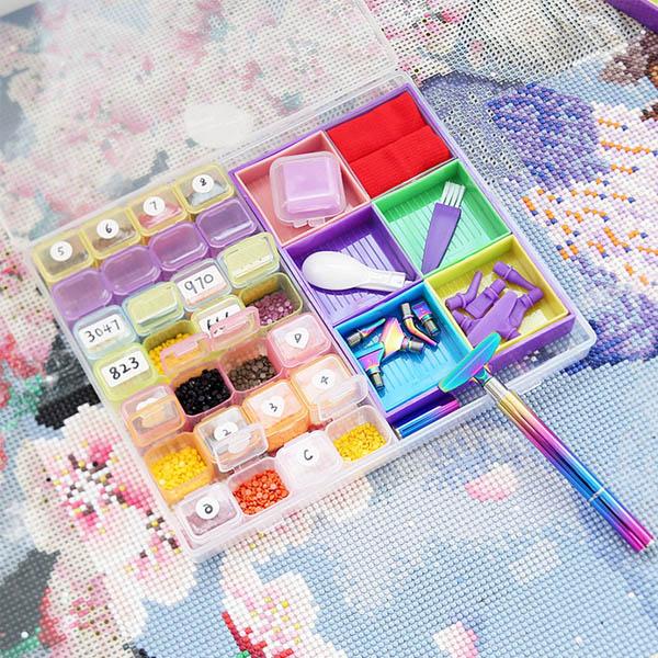 ダイヤモンドアート 作成ツール 収納ケース付き 6ブロック 多機能