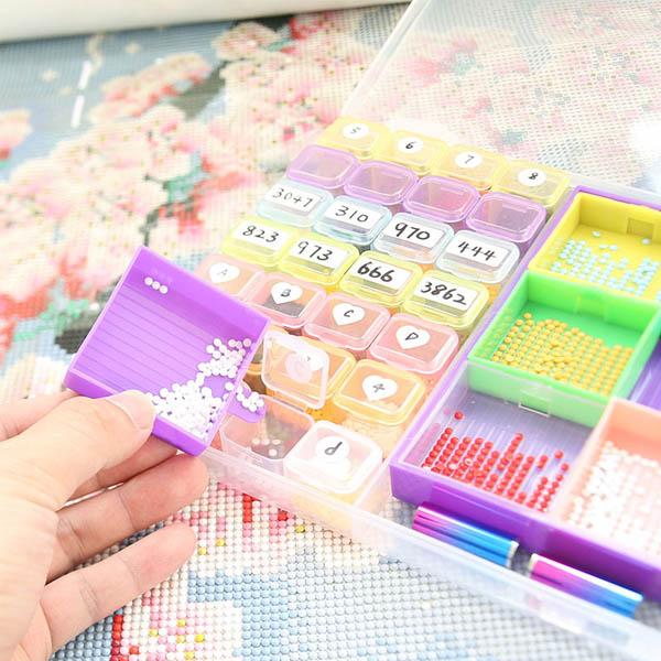 ダイヤモンドアート 作成ツール 収納ケース付き 6ブロック 多機能