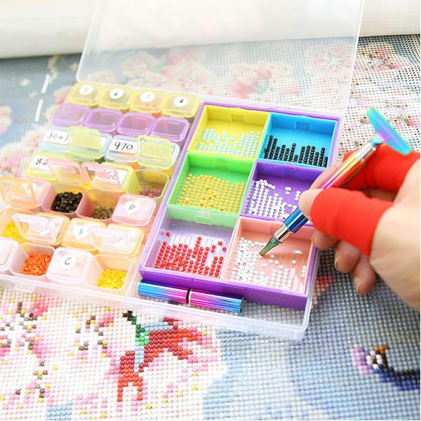 ダイヤモンドアート 作成ツール 収納ケース付き 6ブロック 多機能