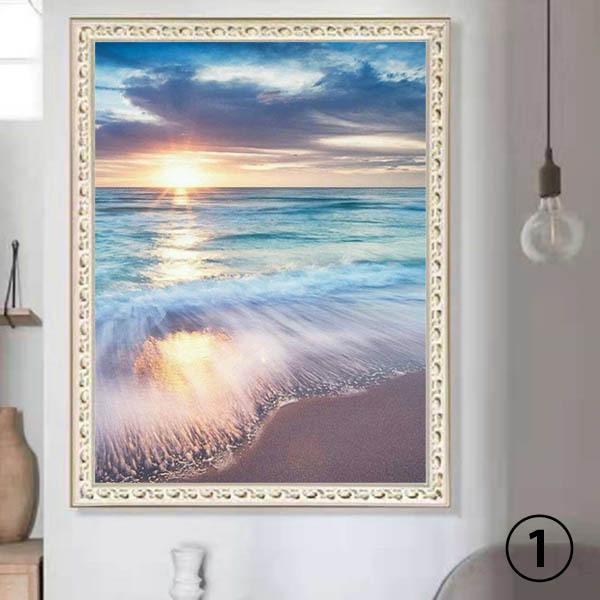 中級 フル ダイヤモンドアート キット ビーズ刺繍 海 夕日 サンセット